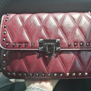 Beautiful Studded Burgundy Cross Body Bag